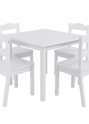 Dečiji sto sa 4 stolice KINDER HOME, drveni set za igru i učenje, beli