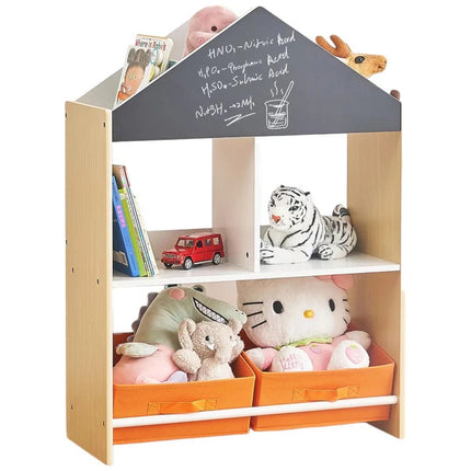 KINDER HOME Dječji ormarić, regal za igračke i knjige sa pločom za pisanje, kuća, drvo