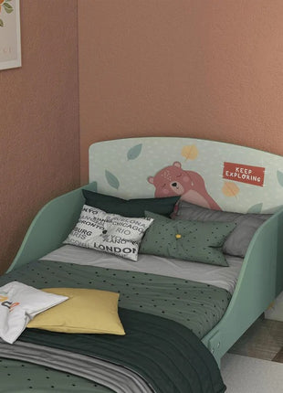 Dečiji krevet KINDER HOME, Zaštita od pada, Drveni, Okvir dušeka 70k140 cm, ŠUMA