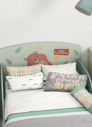 Dečiji krevet KINDER HOME, Zaštita od pada, Drveni, Okvir dušeka 70k140 cm, ŠUMA