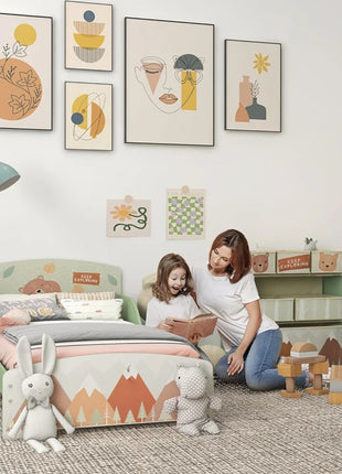 Dečiji krevet KINDER HOME, Zaštita od pada, Drveni, Okvir dušeka 70k140 cm, ŠUMA