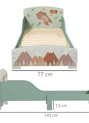 Dečiji krevet KINDER HOME, Zaštita od pada, Drveni, Okvir dušeka 70k140 cm, ŠUMA