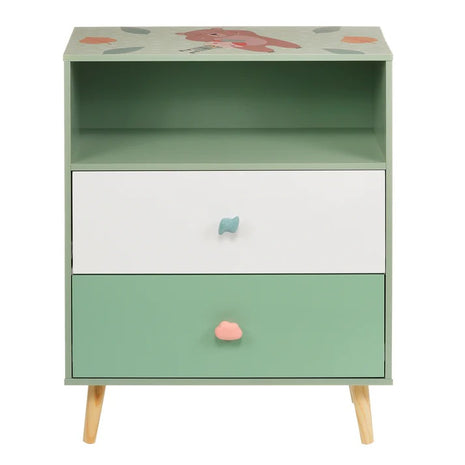 Dečiji ormar za igračke i odeću KINDER HOME, Polica sa za dečiju sobu sa 2 fioke, Medved, ŠUMA