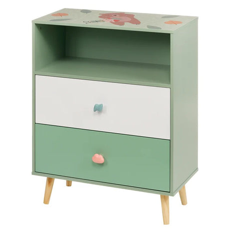 Dečiji ormar za igračke i odeću KINDER HOME, Polica sa za dečiju sobu sa 2 fioke, Medved, ŠUMA