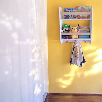 Dječja polica KINDER HOME, Zid sa policama i vješalicama BIJELA