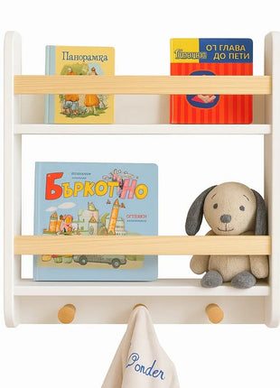 Dečija polica KINDER HOME, Zid sa policama i vešalicama, bela, za dečiju sobu