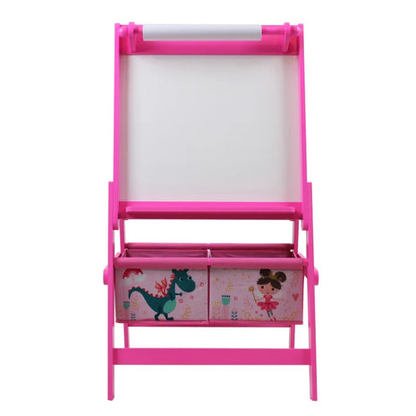 Dečija drvena tabla na stalku za pisanje i crtanje, dvostrana sa kutijom za odlaganje - SNOVI