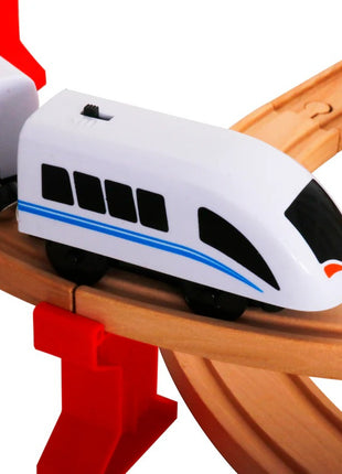 Dečiji drveni voz KINDER HOME, 88 delova, lokomotiva sa baterijom, 3+