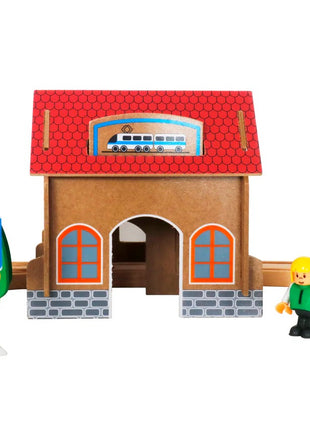 Dečiji drveni voz KINDER HOME, 88 delova, lokomotiva sa baterijom, 3+