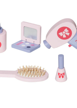 Dečiji drveni toaletni stočić sa ogledalom i svetlima KINDER HOME, roze, 92 cm