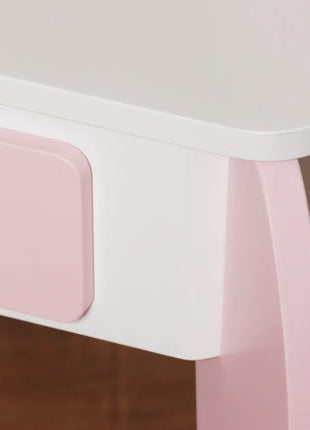 Dečiji drveni toaletni stočić sa ogledalom i svetlima KINDER HOME, roze, 92 cm