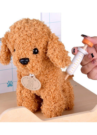 Igračka za dečiju veterinarsku kliniku KINDER HOME – drveni veterinarski centar sa dodacima i plišanim psom,