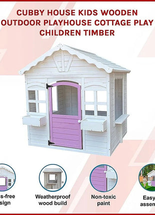 Dečija drvena kućica za igru KINDER HOME – Baštenska kućica sa prozorima i saksijama, bela