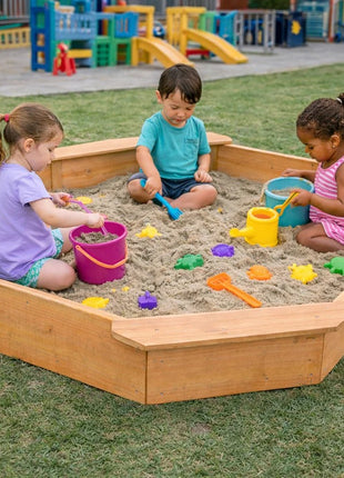 Dečiji drveni peskarnik KINDER HOME – model sa 8 strana i 4 sedišta, 134,5×134,5 cm