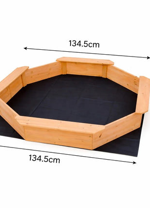Dečiji drveni peskarnik KINDER HOME – model sa 8 strana i 4 sedišta, 134,5×134,5 cm