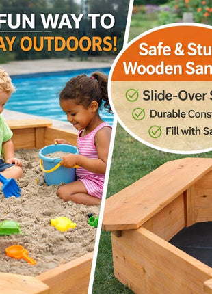 Dečiji drveni peskarnik KINDER HOME – model sa 8 strana i 4 sedišta, 134,5×134,5 cm