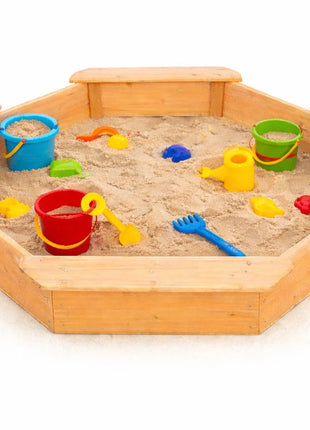 Dečiji drveni peskarnik KINDER HOME – model sa 8 strana i 4 sedišta, 134,5×134,5 cm