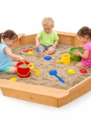 Dečiji drveni peskarnik KINDER HOME – model sa 8 strana i 4 sedišta, 134,5×134,5 cm