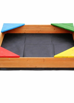 Dečiji drveni peskarnik KINDER HOME sa 4 sedišta – 90x90 cm, za dvorište i baštu