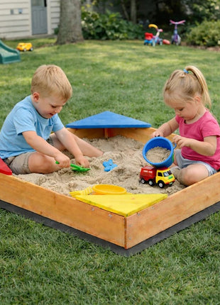 Dečiji drveni peskarnik KINDER HOME sa 4 sedišta – 90x90 cm, za dvorište i baštu