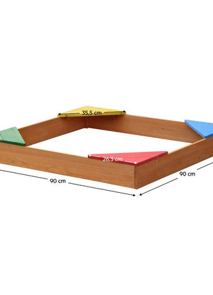 Dečiji drveni peskarnik KINDER HOME sa 4 sedišta – 90x90 cm, za dvorište i baštu