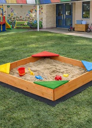 Dečiji drveni peskarnik KINDER HOME sa 4 sedišta – 90x90 cm, za dvorište i baštu