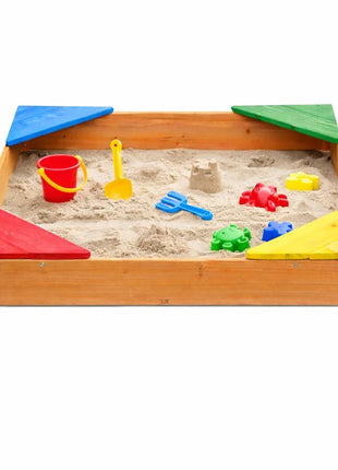Dečiji drveni peskarnik KINDER HOME sa 4 sedišta – 90x90 cm, za dvorište i baštu