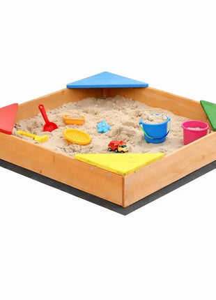 Dečiji drveni peskarnik KINDER HOME sa 4 sedišta – 90x90 cm, za dvorište i baštu