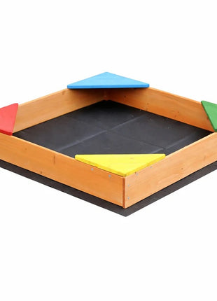 Dečiji drveni peskarnik KINDER HOME sa 4 sedišta – 90x90 cm, za dvorište i baštu