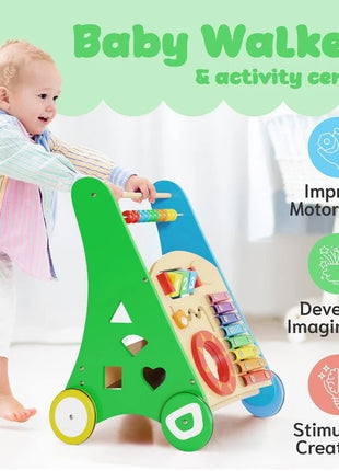 Dečija drvena hodalica KINDER HOME sa aktivnostima, ksilofonom i dirkama