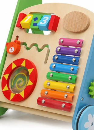 Dečija drvena hodalica KINDER HOME sa aktivnostima, ksilofonom i dirkama