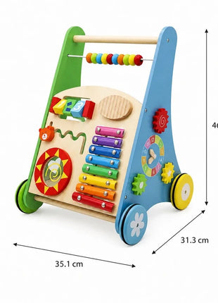 Dečija drvena hodalica KINDER HOME sa aktivnostima, ksilofonom i dirkama