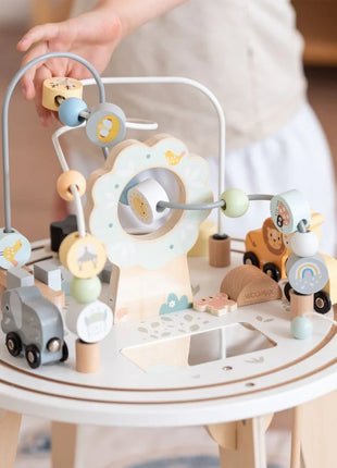 Dečiji drveni edukativni sto sa lavirintom i perlama KINDER HOME