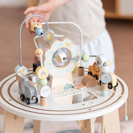 Dečiji drveni edukativni sto sa lavirintom i perlama KINDER HOME