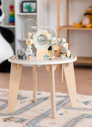 Dečiji drveni edukativni sto sa lavirintom i perlama KINDER HOME