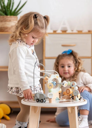 Dečiji drveni edukativni sto sa lavirintom i perlama KINDER HOME